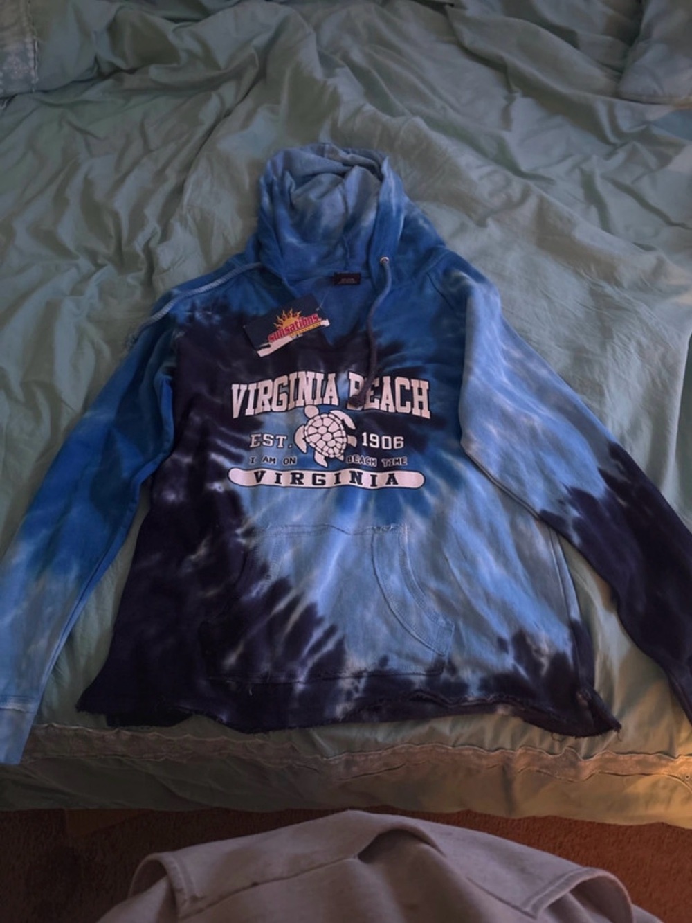 Virginia Beach Tie-Dye Pullover Hoodie - Blue